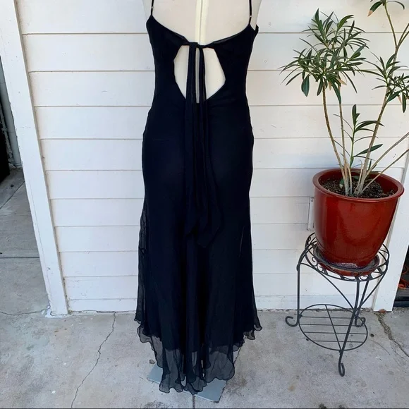 Vintage Betsey Johnson 90s 2000 100% silk Maxi midi dress embroidered low back - Picture 10 of 13